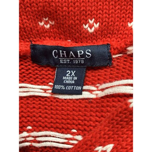 Chaps Ralph Lauren Fair Isle Red Sweater Plus 2x - Picture 4 of 7